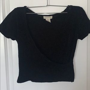 Urban Outfitters Black velvet cross crop top